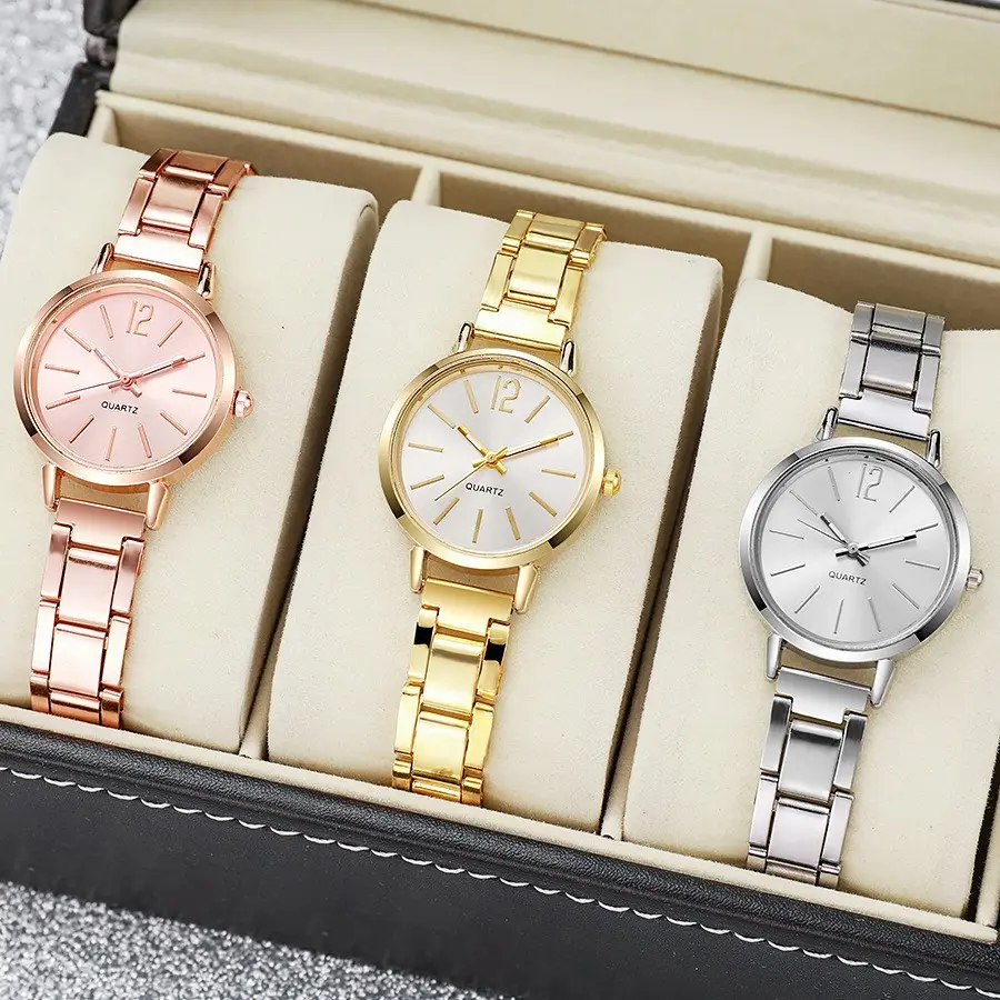 Fashion Small Dial Gold Watch Woman Luxury Alloy Strap Ladies Quartz Wristwatches Gift Clock Gift reloj mujer（Without Box）