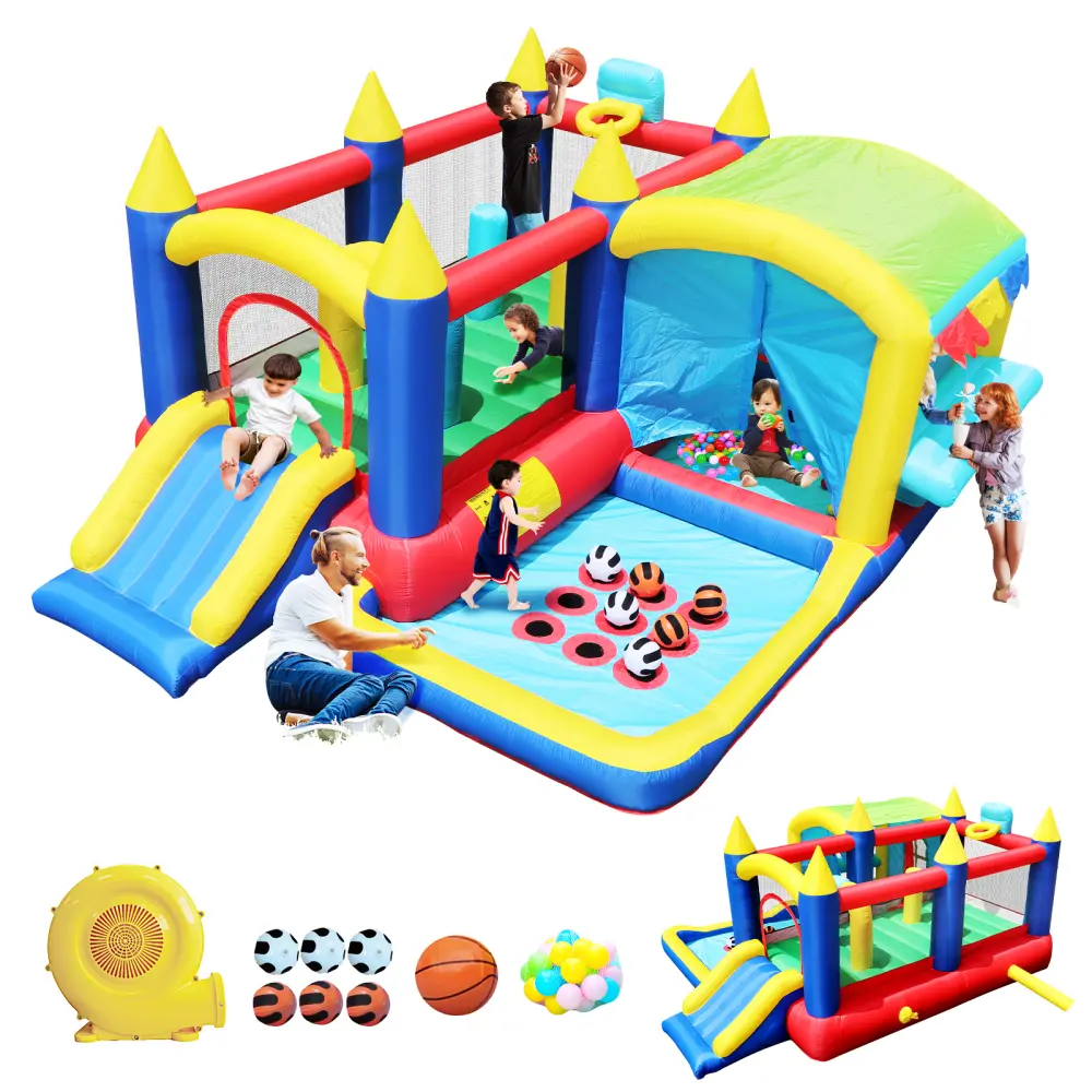Christmas Jump 'n Slide Inflatable Bouncer for Kids Complete Setup with Blower-80"X 91"Play Area-55"Tall Inflatable Bounce House
