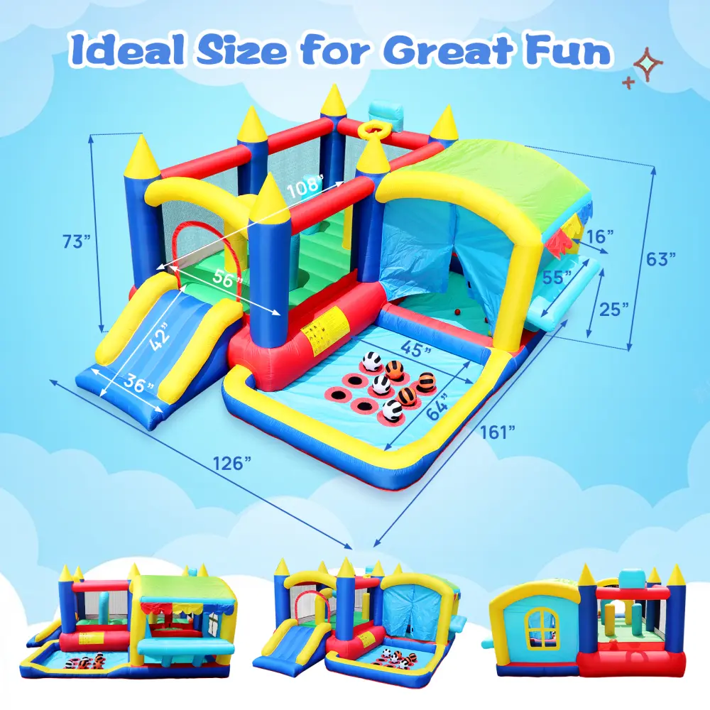 Christmas Jump 'n Slide Inflatable Bouncer for Kids Complete Setup with Blower-80"X 91"Play Area-55"Tall Inflatable Bounce House