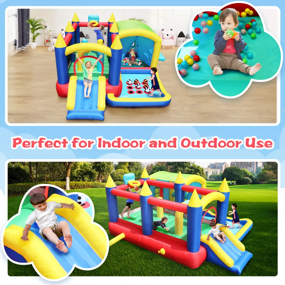 Christmas Jump 'n Slide Inflatable Bouncer for Kids Complete Setup with Blower-80"X 91"Play Area-55"Tall Inflatable Bounce House
