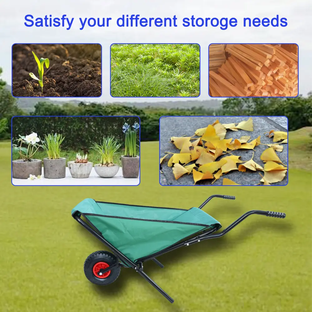 Folding Wheelbarrow 176 Lbs Folding Garden Wheelbarrow, 10" Pneumatic Tires Tool Trolley