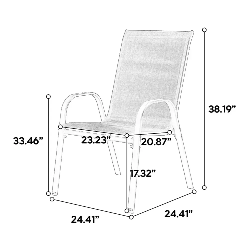 2-piece Patio Chair Set, Outdoor Chairs in Breathable Textilene Fabric with Armrests and High Backrest for Garden Patio Pool