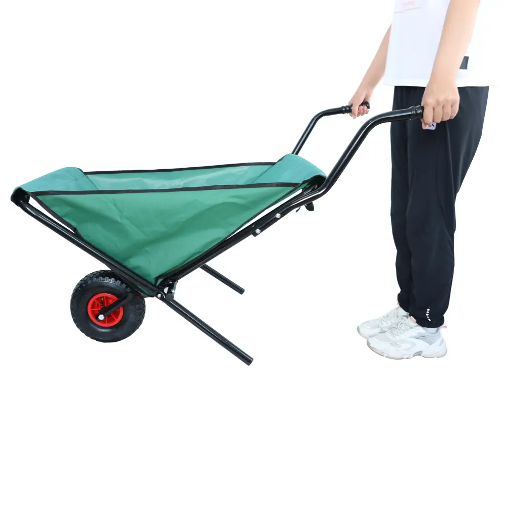 Folding Wheelbarrow 176 Lbs Folding Garden Wheelbarrow, 10" Pneumatic Tires Tool Trolley