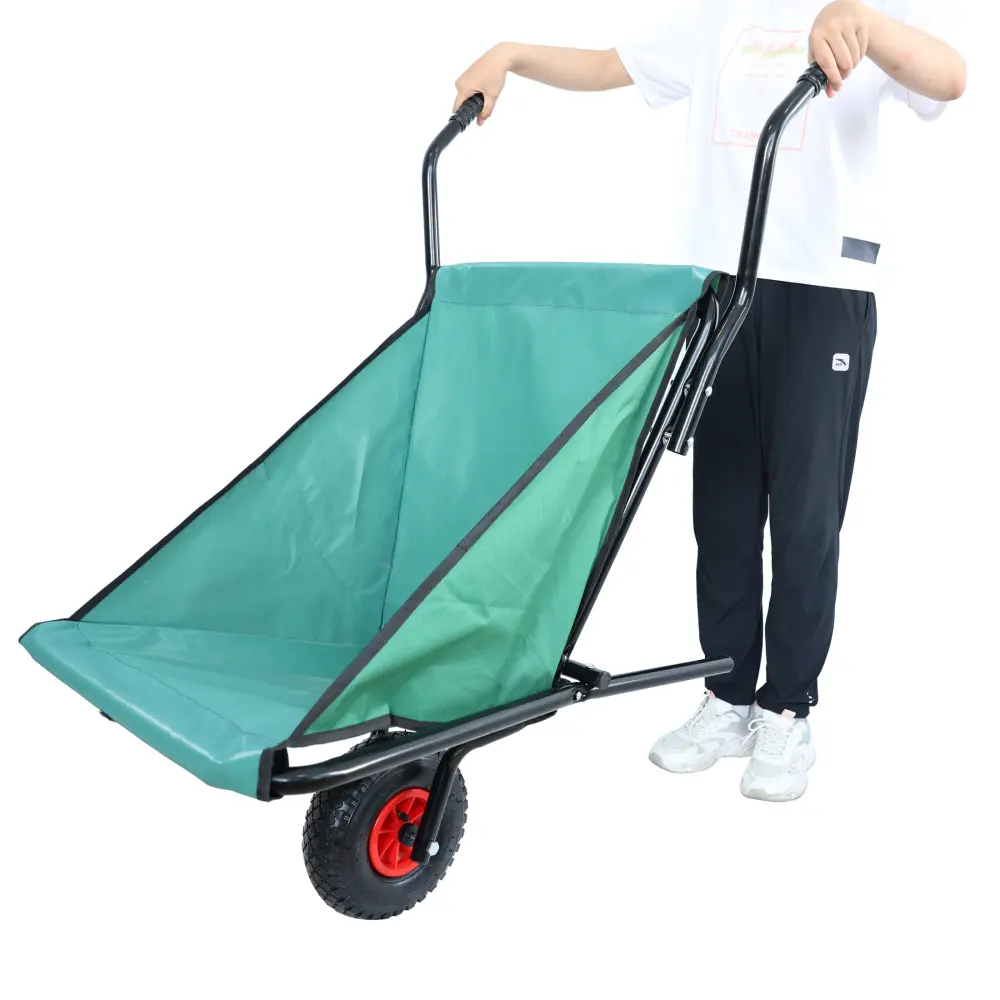 Folding Wheelbarrow 176 Lbs Folding Garden Wheelbarrow, 10" Pneumatic Tires Tool Trolley