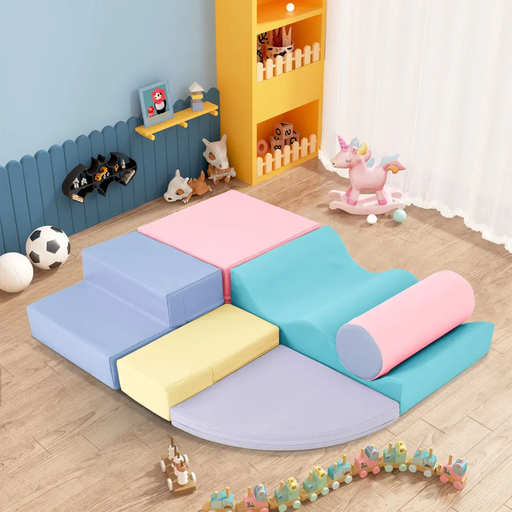 Soft Climb and Crawl Foam Playset 6 in 1, Playground for Kids,Kids Crawling and Climbing Indoor Active Play Structure