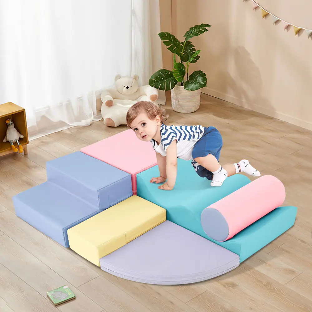 Soft Climb and Crawl Foam Playset 6 in 1, Playground for Kids,Kids Crawling and Climbing Indoor Active Play Structure