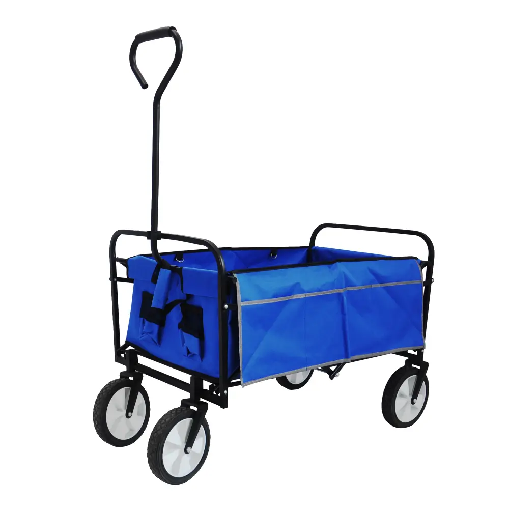Folding Wagon Garden Shopping Beach Cart (Blue) Carretilla Plegable  Carrito Plegable Con Ruedas