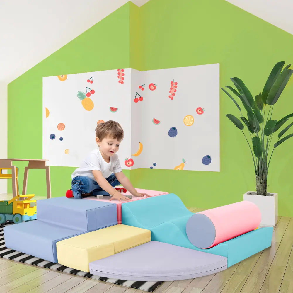Soft Climb and Crawl Foam Playset 6 in 1, Playground for Kids,Kids Crawling and Climbing Indoor Active Play Structure