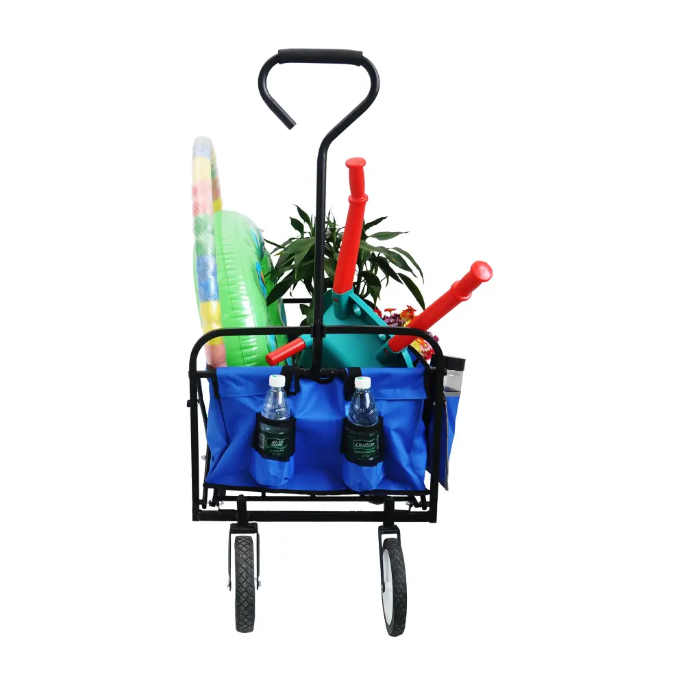 Folding Wagon Garden Shopping Beach Cart (Blue) Carretilla Plegable  Carrito Plegable Con Ruedas