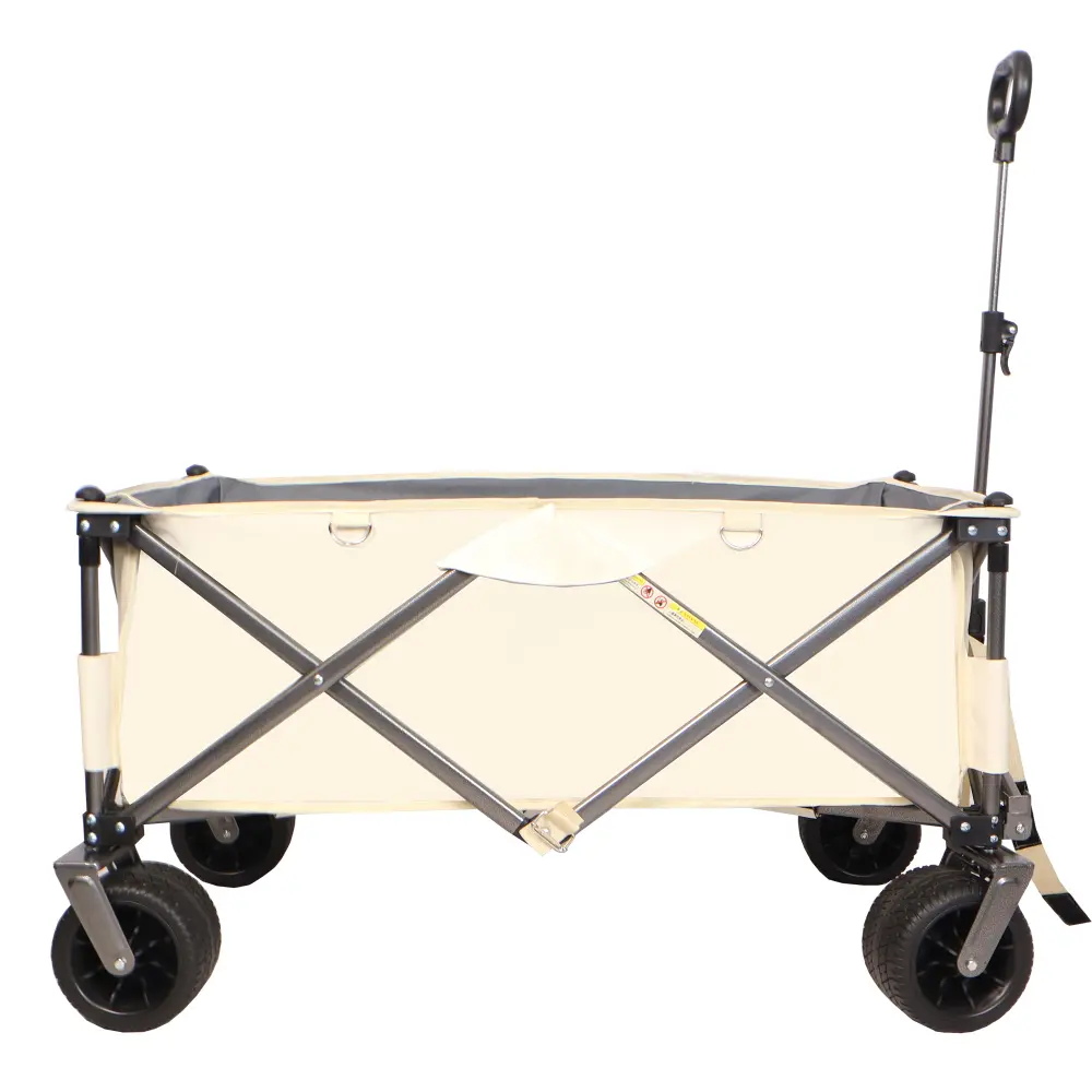 Folding Cart, Heavy Duty Utility Beach Cart with Large Wheels, Adjustable Handle Drink Holder  Tool Cart