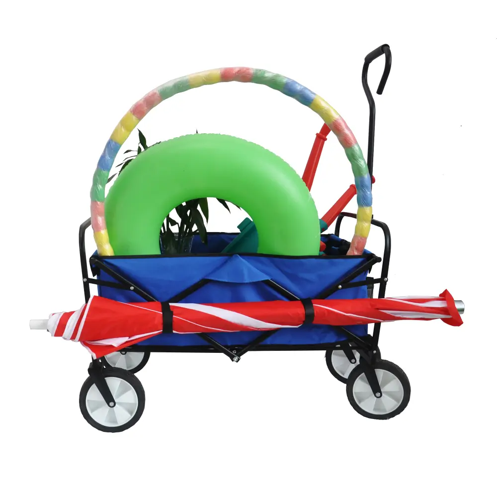 Folding Wagon Garden Shopping Beach Cart (Blue) Carretilla Plegable  Carrito Plegable Con Ruedas