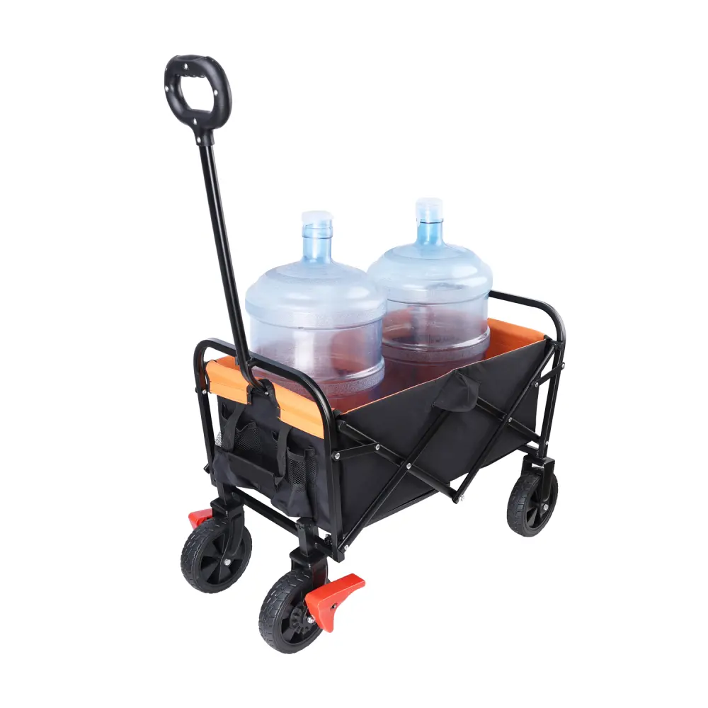Folding Wagon Garden Shopping Beach Cart (brake+orange+black) Carrito Plegable Con Ruedas  Carretilla Plegable