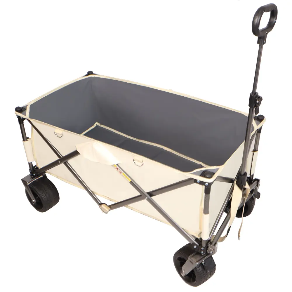 Folding Cart, Heavy Duty Utility Beach Cart with Large Wheels, Adjustable Handle Drink Holder  Tool Cart