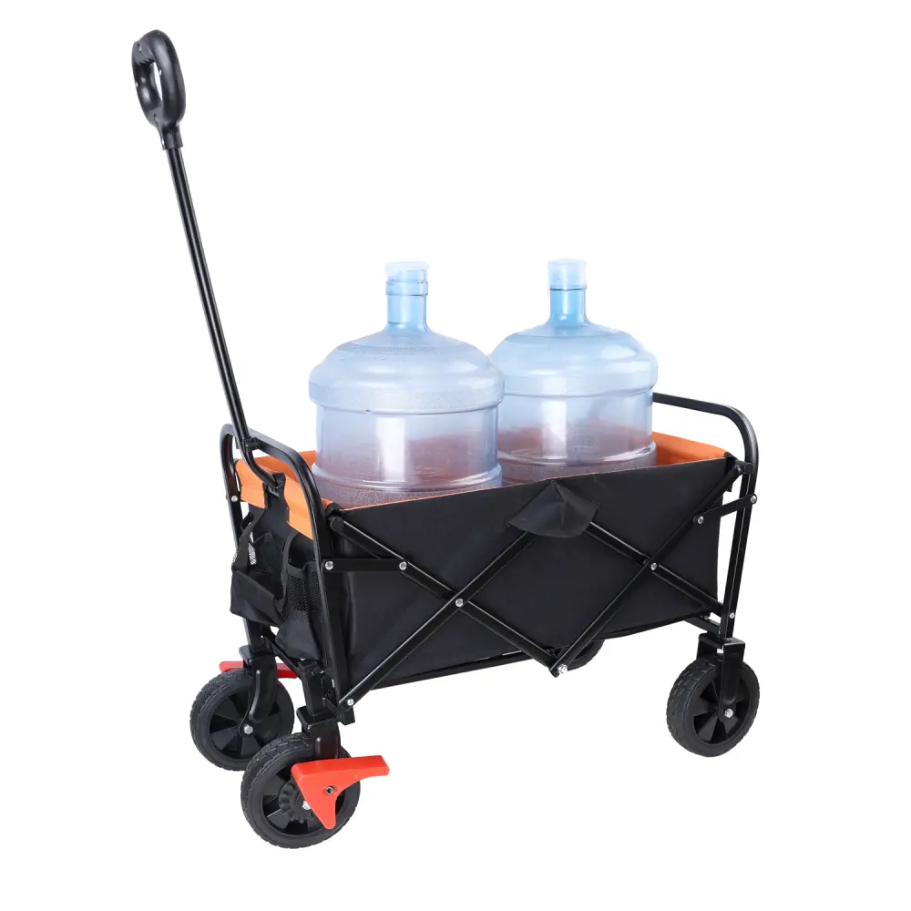 Folding Wagon Garden Shopping Beach Cart (brake+orange+black) Carrito Plegable Con Ruedas  Carretilla Plegable
