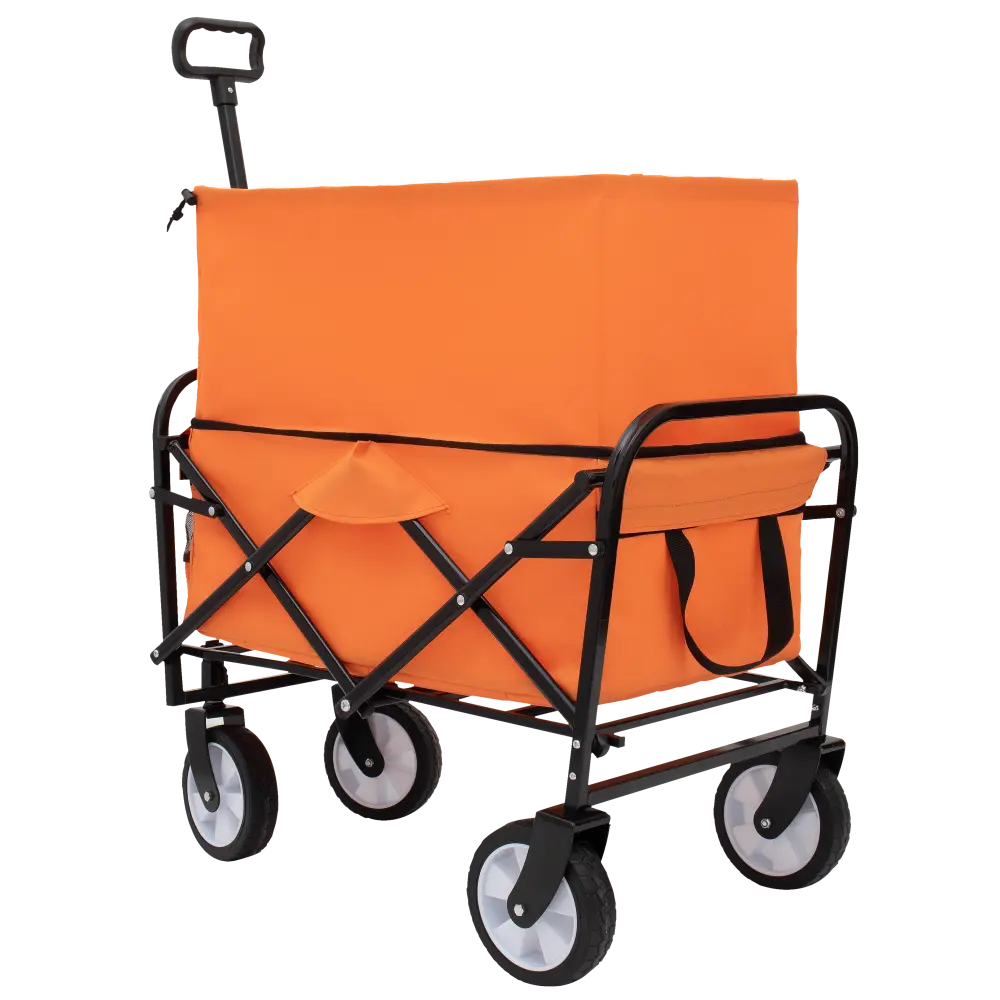 Four-wheeled Beach Cart Heavy-duty Utility Cart Grocery Cart, All-terrain Wheels Black Trolley  Trolley  Folding Cart