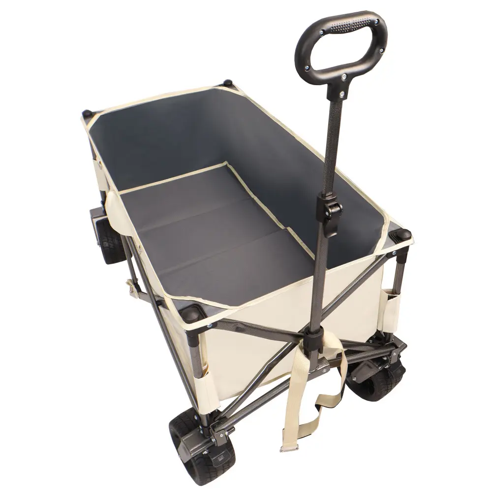 Folding Cart, Heavy Duty Utility Beach Cart with Large Wheels, Adjustable Handle Drink Holder  Tool Cart