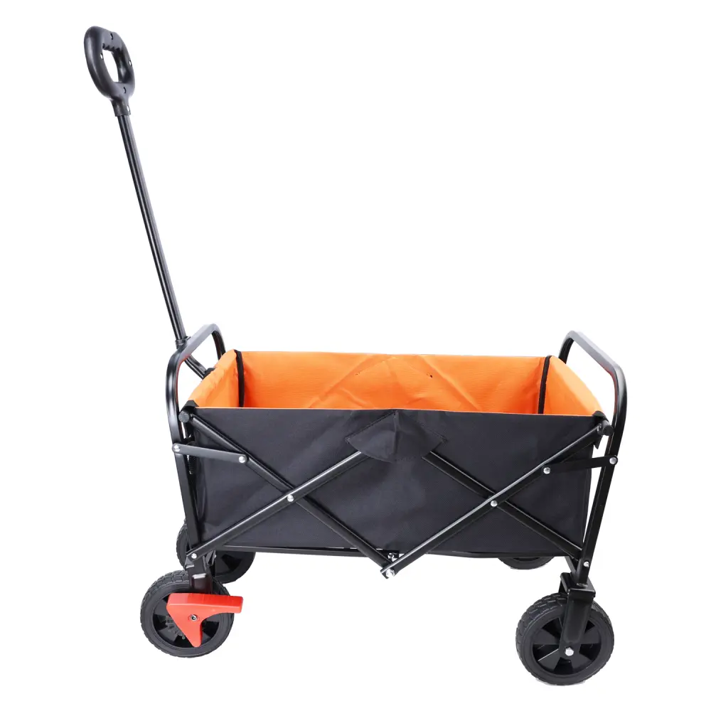Folding Wagon Garden Shopping Beach Cart (brake+orange+black) Carrito Plegable Con Ruedas  Carretilla Plegable