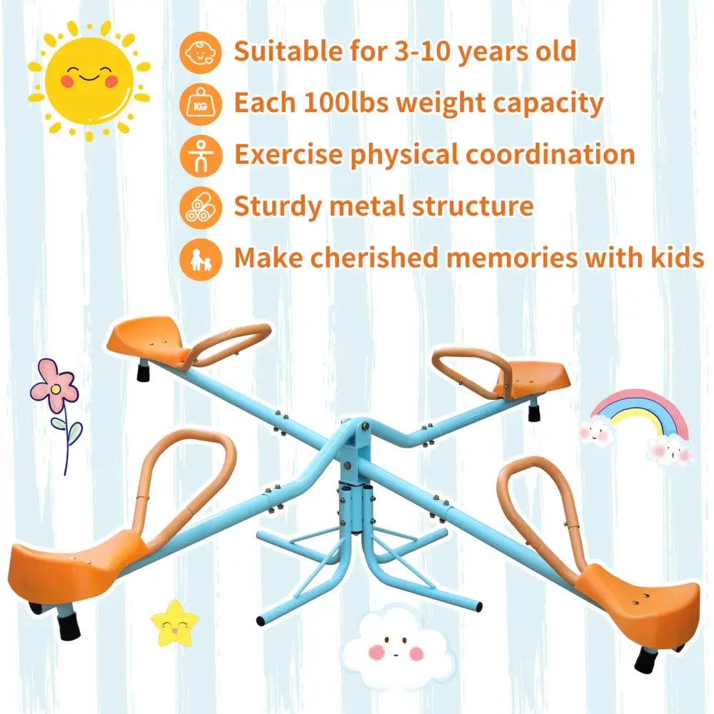 360Degree Rotation Outdoor Kids Spinning Seesaw Sit and Spin Teeter  Playground Equipment Swivel Teeter Totter for Backyard