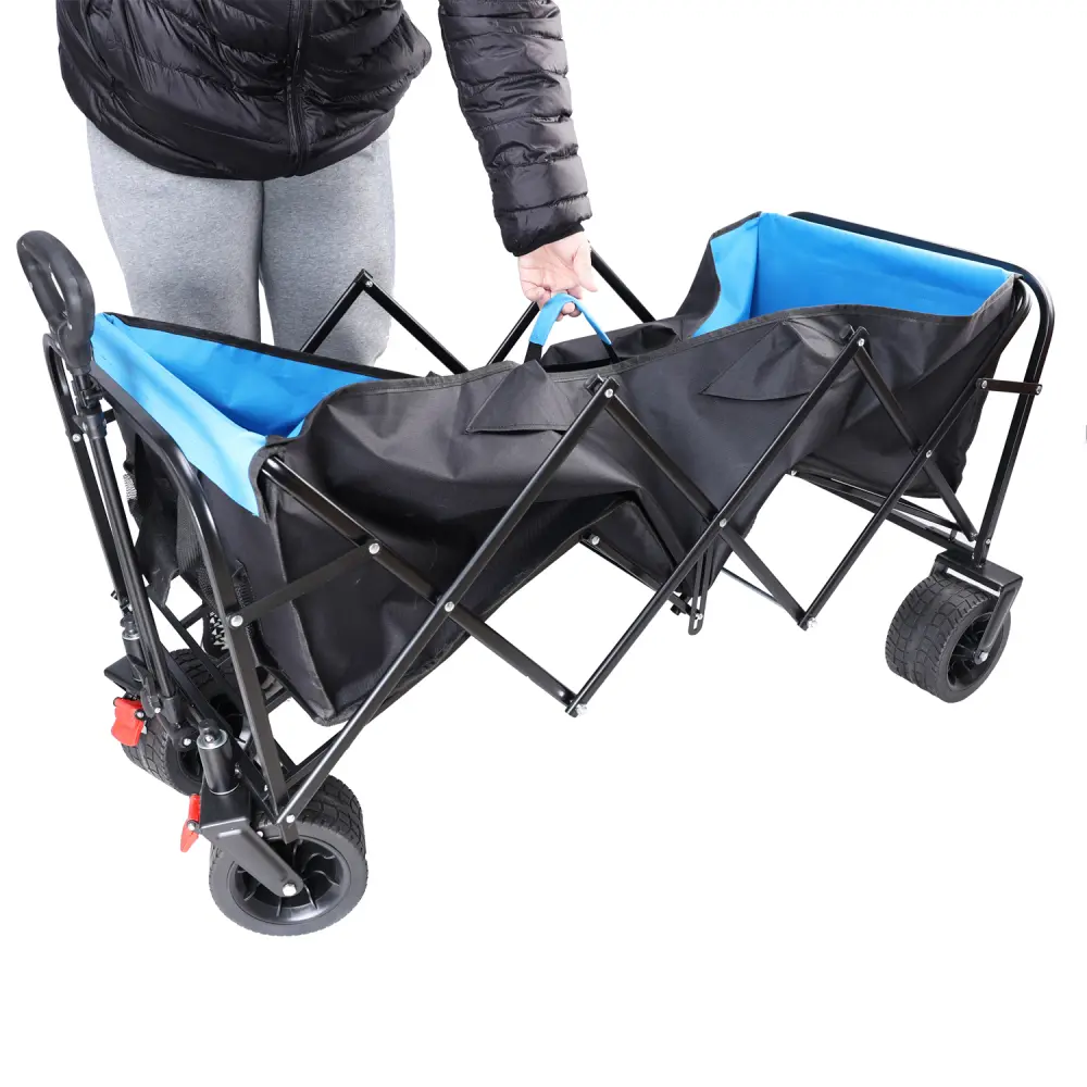 Large Capacity Folding Cart Extra Long Extender Folding Cart (Black + Blue) Carrito Plegable Con Ruedas  Carretilla Plegable