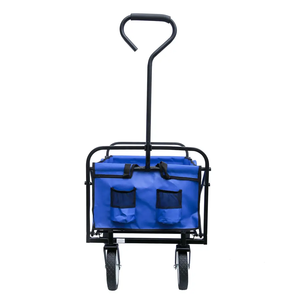 Folding Wagon Garden Shopping Beach Cart (Blue) Carrito Plegable Con Ruedas  Carretilla Plegable