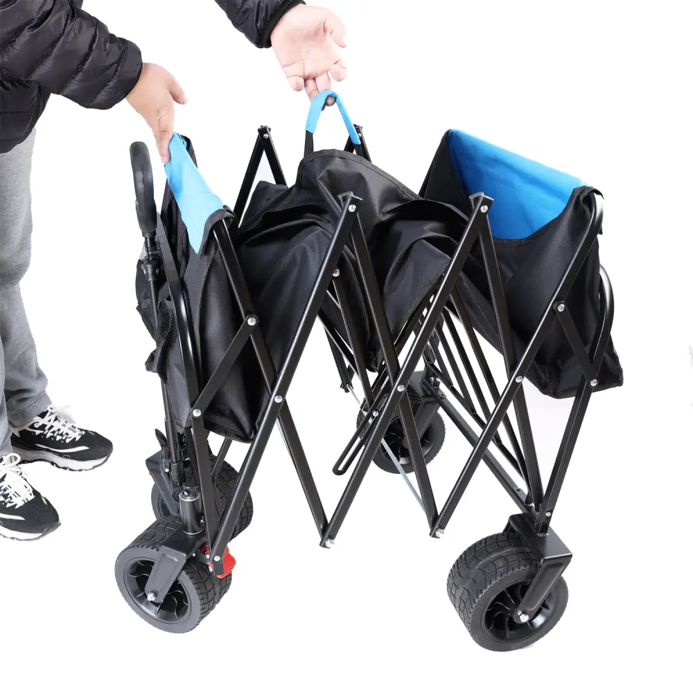 Large Capacity Folding Cart Extra Long Extender Folding Cart (Black + Blue) Carrito Plegable Con Ruedas  Carretilla Plegable