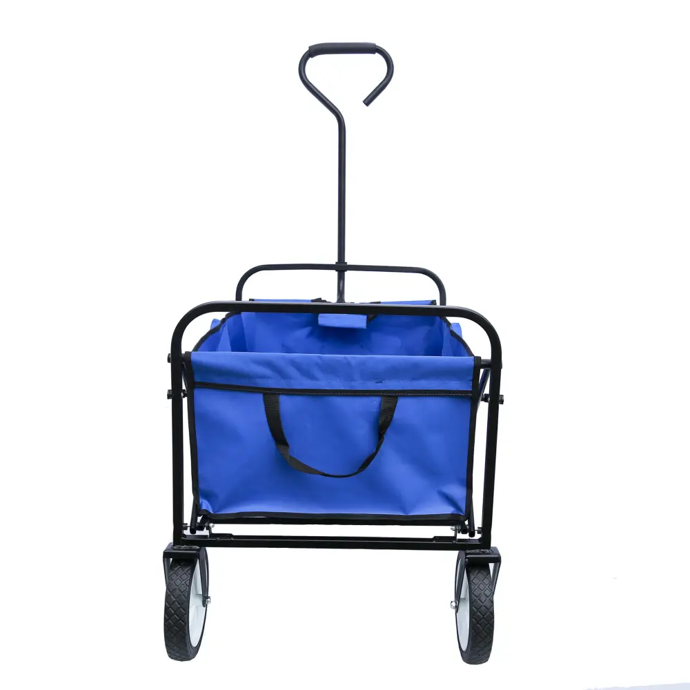 Folding Wagon Garden Shopping Beach Cart (Blue) Carrito Plegable Con Ruedas  Carretilla Plegable