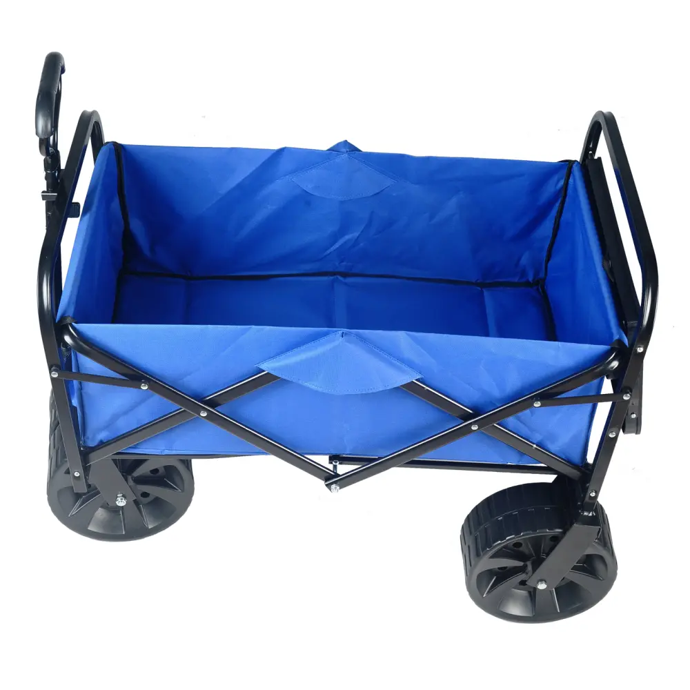 Folding Wagon Garden Shopping Beach Cart (Blue) Carrito Plegable Con Ruedas  Carretilla Plegable