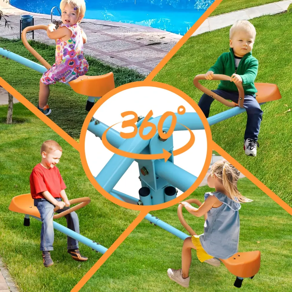 360Degree Rotation Outdoor Kids Spinning Seesaw Sit and Spin Teeter  Playground Equipment Swivel Teeter Totter for Backyard