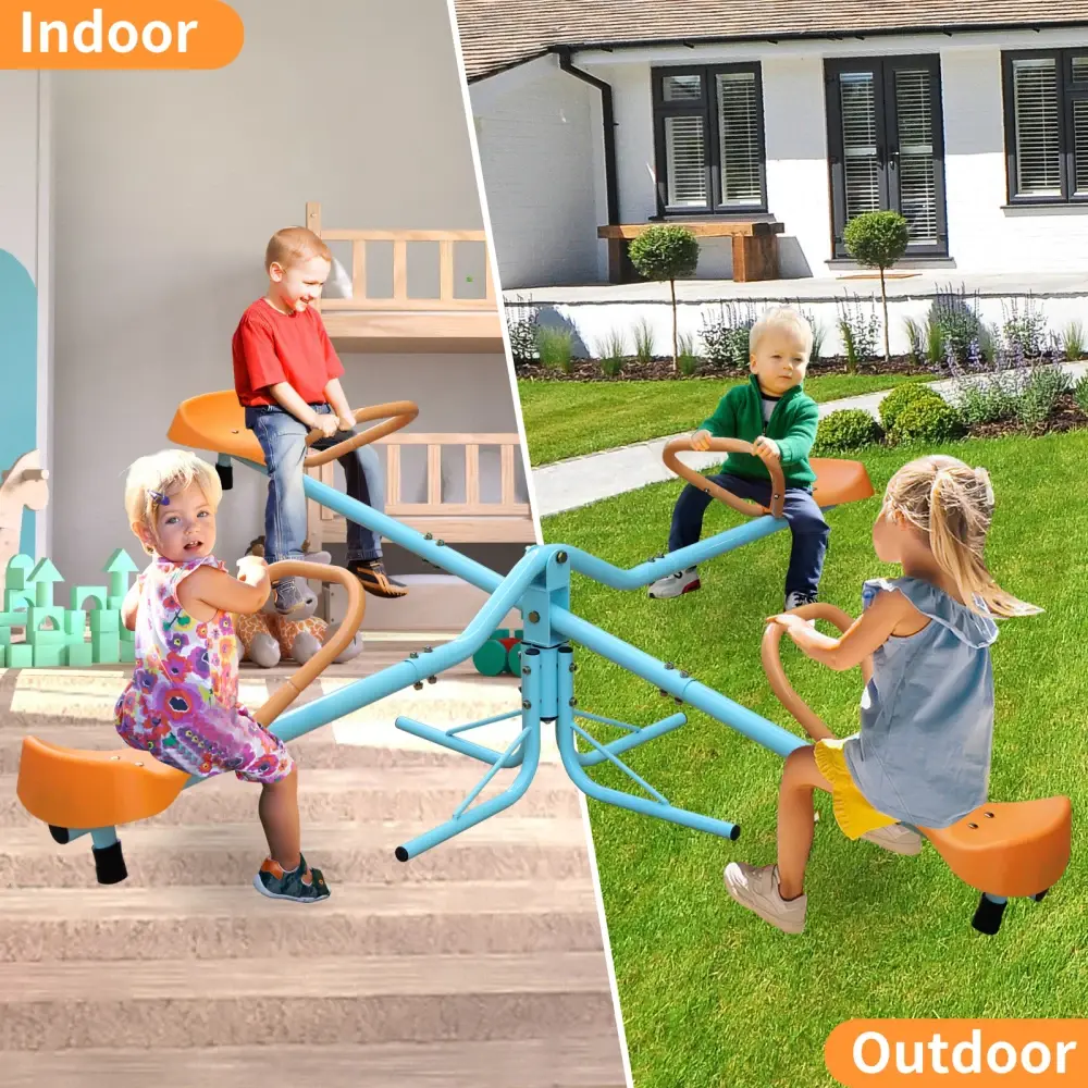 360Degree Rotation Outdoor Kids Spinning Seesaw Sit and Spin Teeter  Playground Equipment Swivel Teeter Totter for Backyard