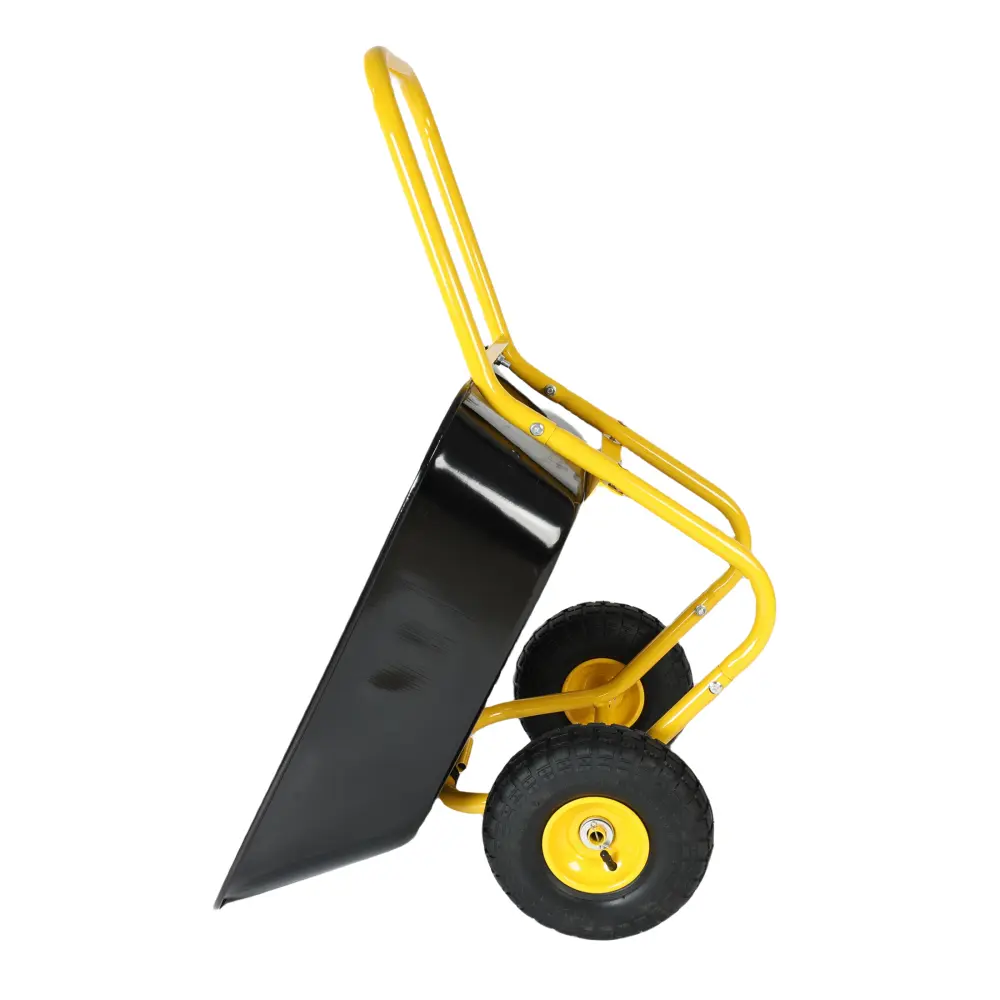 Two-wheeled Cart, Garden Bike, 10-inch Pneumatic Wheels(Yellow + Black) Carrello Porta Attrezzi