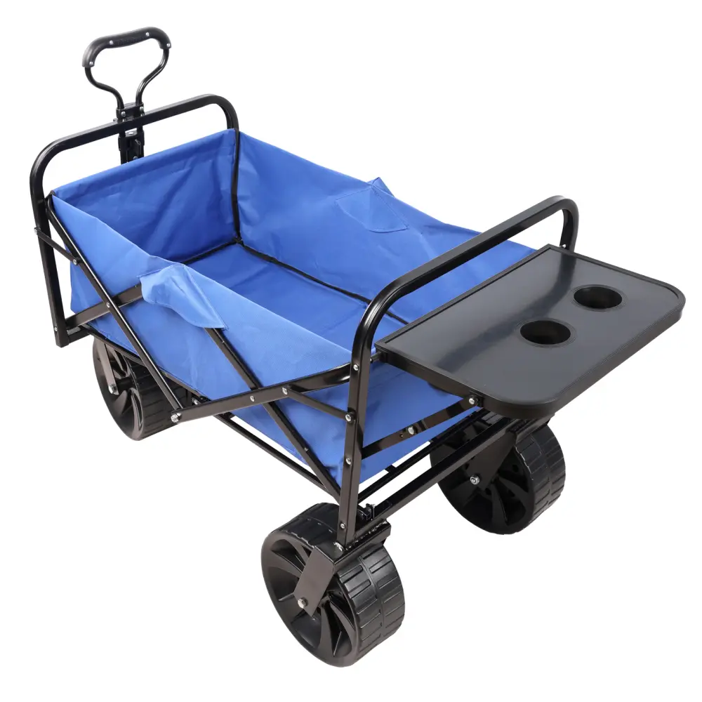 Folding Wagon Garden Shopping Beach Cart (Blue) Carrito Plegable Con Ruedas  Carretilla Plegable
