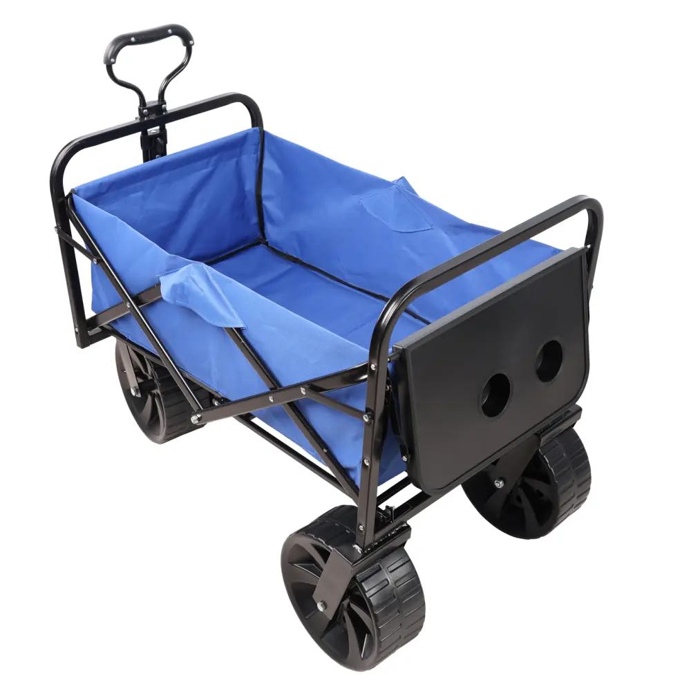 Folding Wagon Garden Shopping Beach Cart (Blue) Carrito Plegable Con Ruedas  Carretilla Plegable