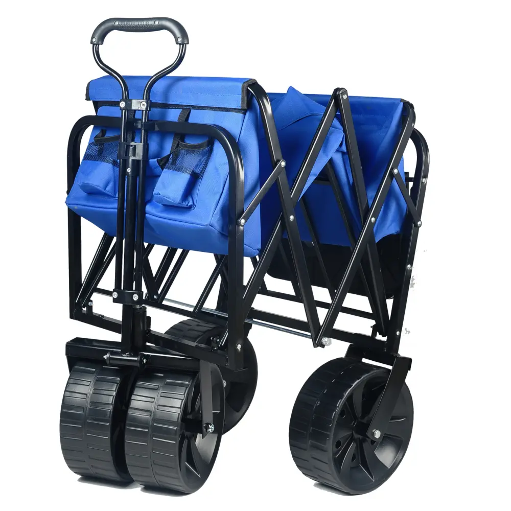 Folding Wagon Garden Shopping Beach Cart (Blue) Carrito Plegable Con Ruedas  Carretilla Plegable