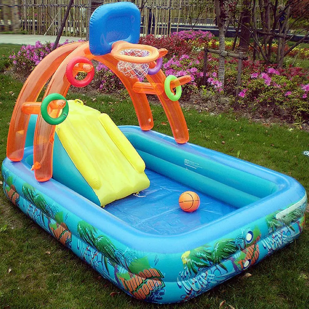 New Water Slide Children Fun Lawn Water Slides Iatables Pools Ring Tosses Game For Kids Summer Slide Set Backyard Outdoor Toys