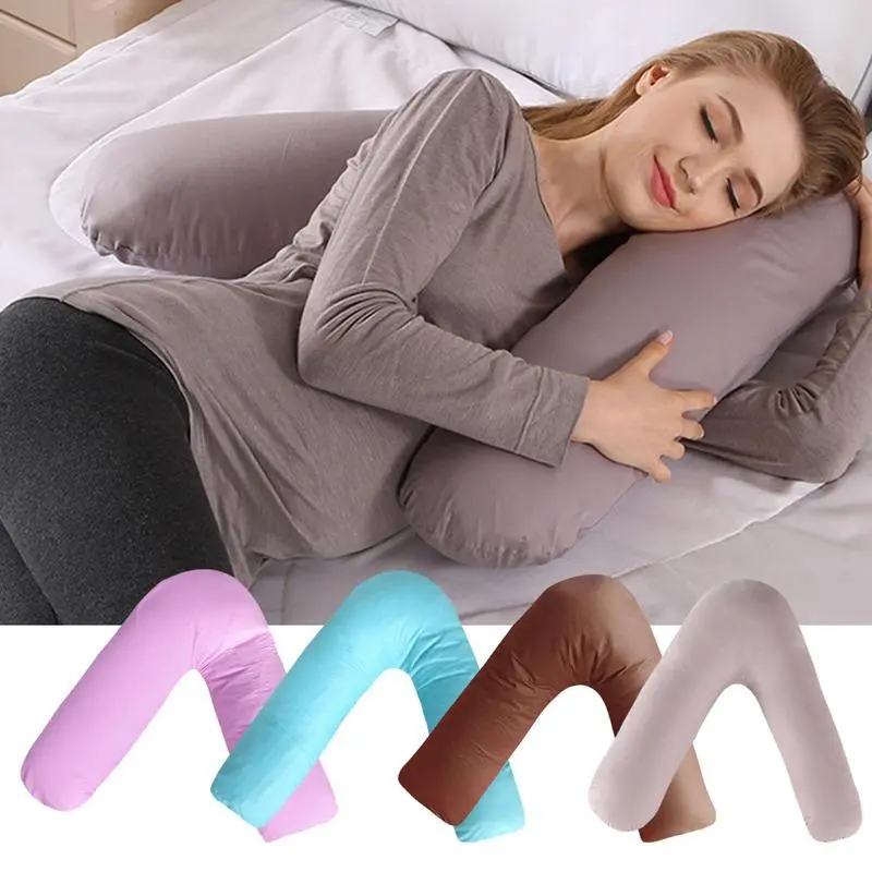 Multi-functional Nursing Pillow V-Shaped Pregnancy Pillow Woman Side Sleeping Lumbar Cushion Comfortable Solid Maternity Pillow