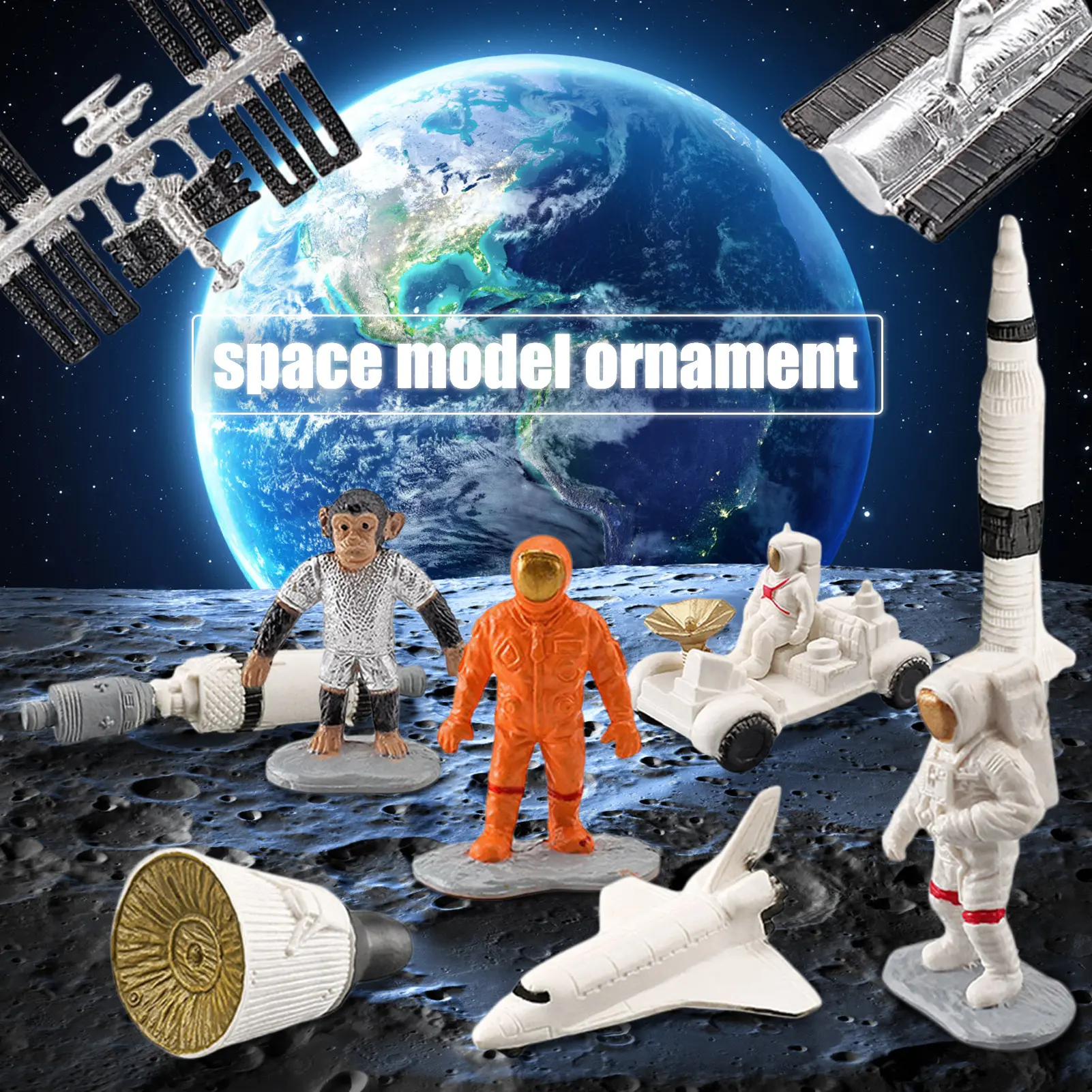 10pcs Miniature Astronaut Action Figures Model Set Lunar Probe Space Vehicle Desktop Decor Ornaments Toy Gifts For Boys And Girl