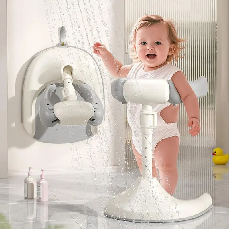 Baby Shower Stand Anti-Slip Baby Shower Standing Support Foldable Portable Bathing Device Wash Seat for Kids Boys Girls