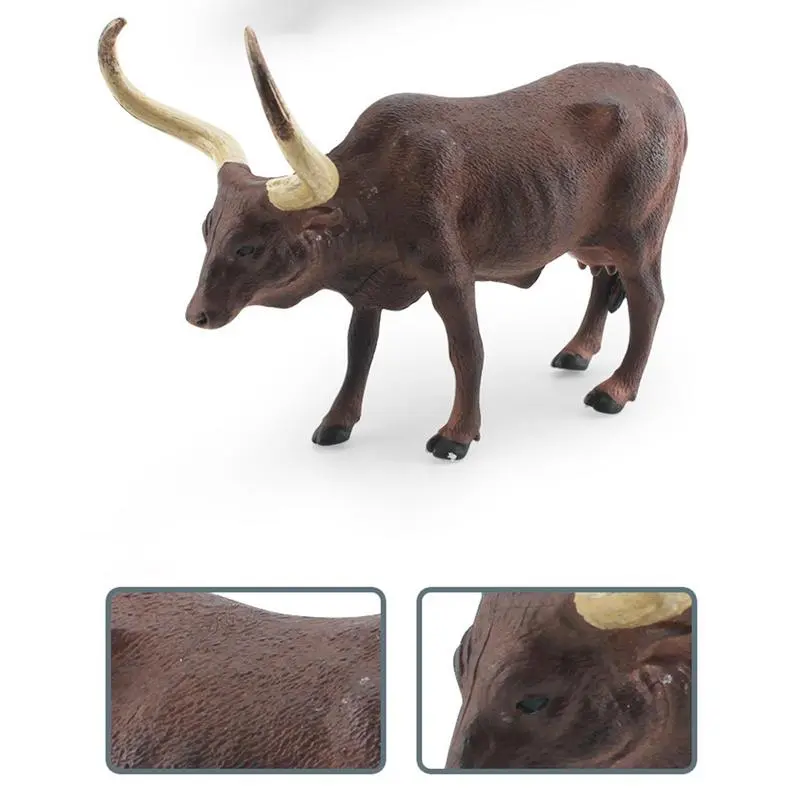 Simulation Solid Bull Cattle Action Figure Collectible Toys Buffalo Animal Early Educational Learn Cognitive Kids Movable Toy