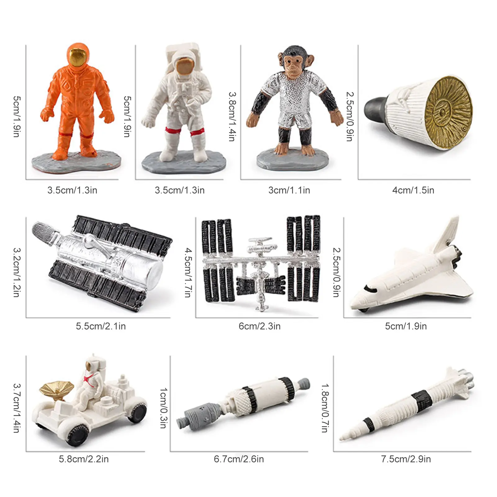10pcs Miniature Astronaut Action Figures Model Set Lunar Probe Space Vehicle Desktop Decor Ornaments Toy Gifts For Boys And Girl