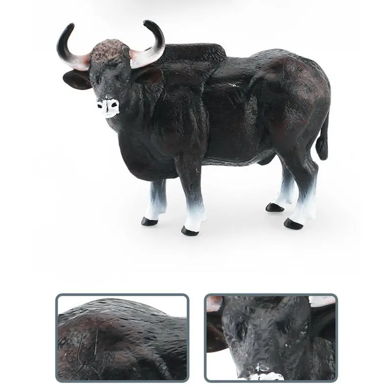 Simulation Solid Bull Cattle Action Figure Collectible Toys Buffalo Animal Early Educational Learn Cognitive Kids Movable Toy