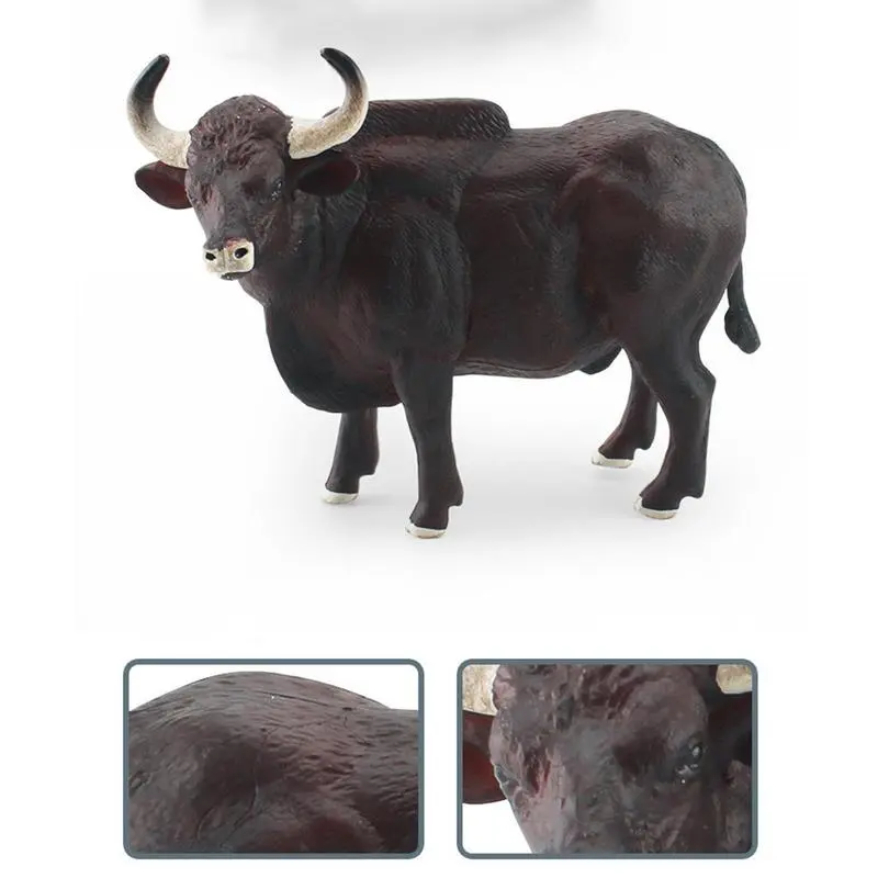 Simulation Solid Bull Cattle Action Figure Collectible Toys Buffalo Animal Early Educational Learn Cognitive Kids Movable Toy