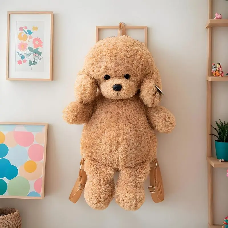 Cute Dog Shape Realistic Adorable Purse Soft Stuffed Animal Shoulder Bag For School Girl Children Women Outdoor Travel Accessory
