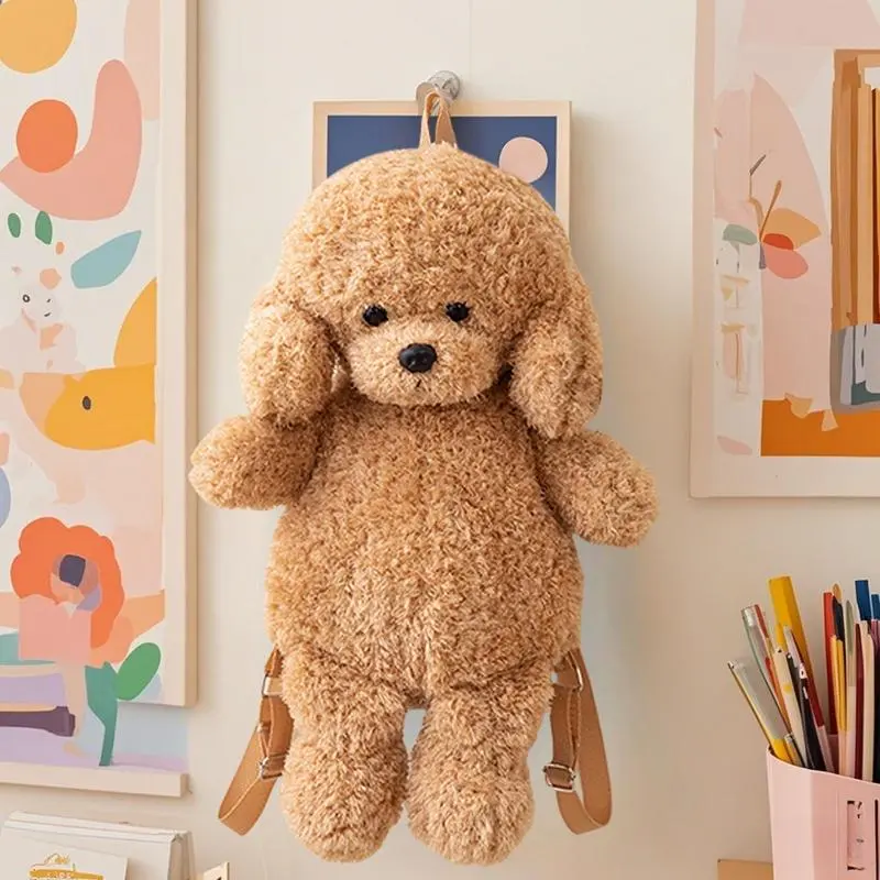Cute Dog Shape Realistic Adorable Purse Soft Stuffed Animal Shoulder Bag For School Girl Children Women Outdoor Travel Accessory
