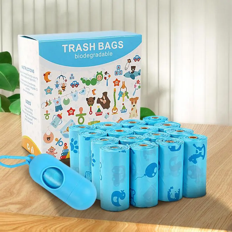 16 Rolls Diaper Waste Bags with Dispenser Tear-Resistant Odor-Proof Cleaning Sack Portable Toddler Supplies for Daycare Center