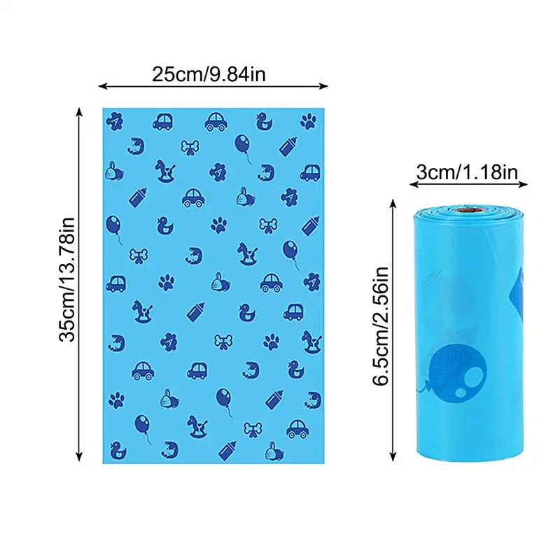 16 Rolls Diaper Waste Bags with Dispenser Tear-Resistant Odor-Proof Cleaning Sack Portable Toddler Supplies for Daycare Center