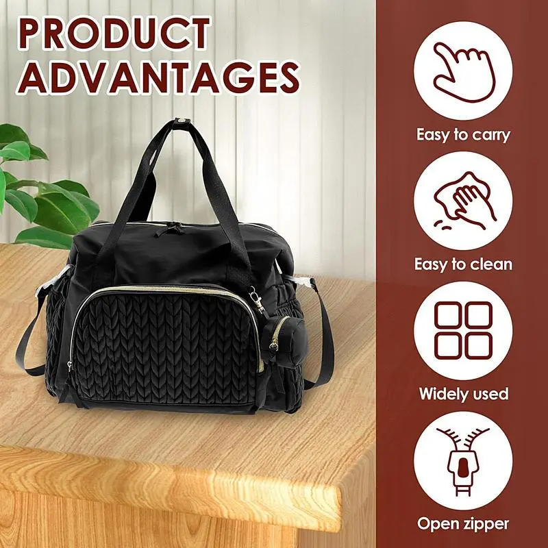Large Capacity Diaper Bag Mommy Tote with Pacifier Case Reusable Travel Accessories Child Supplies for Home Travel