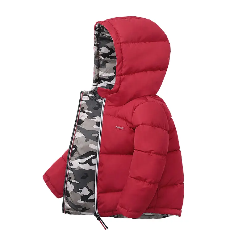 Winter Thick Warm Down Coat For Boys Jackets Can Be Worn On Both Sides Toddler Hooded Outerwear Infant Children Clothes