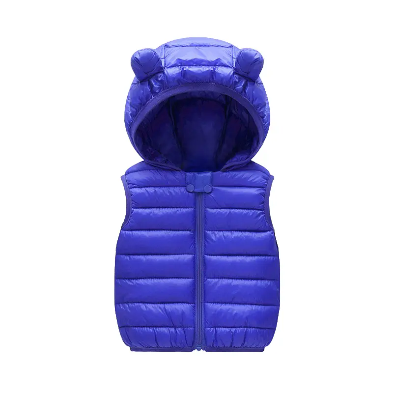 New Baby Boys Girls Warm Down Vest Autumn Winter Cotton Waistcoat With Ears Kids Outerwear Children Clothing Hooded Jacket Vests