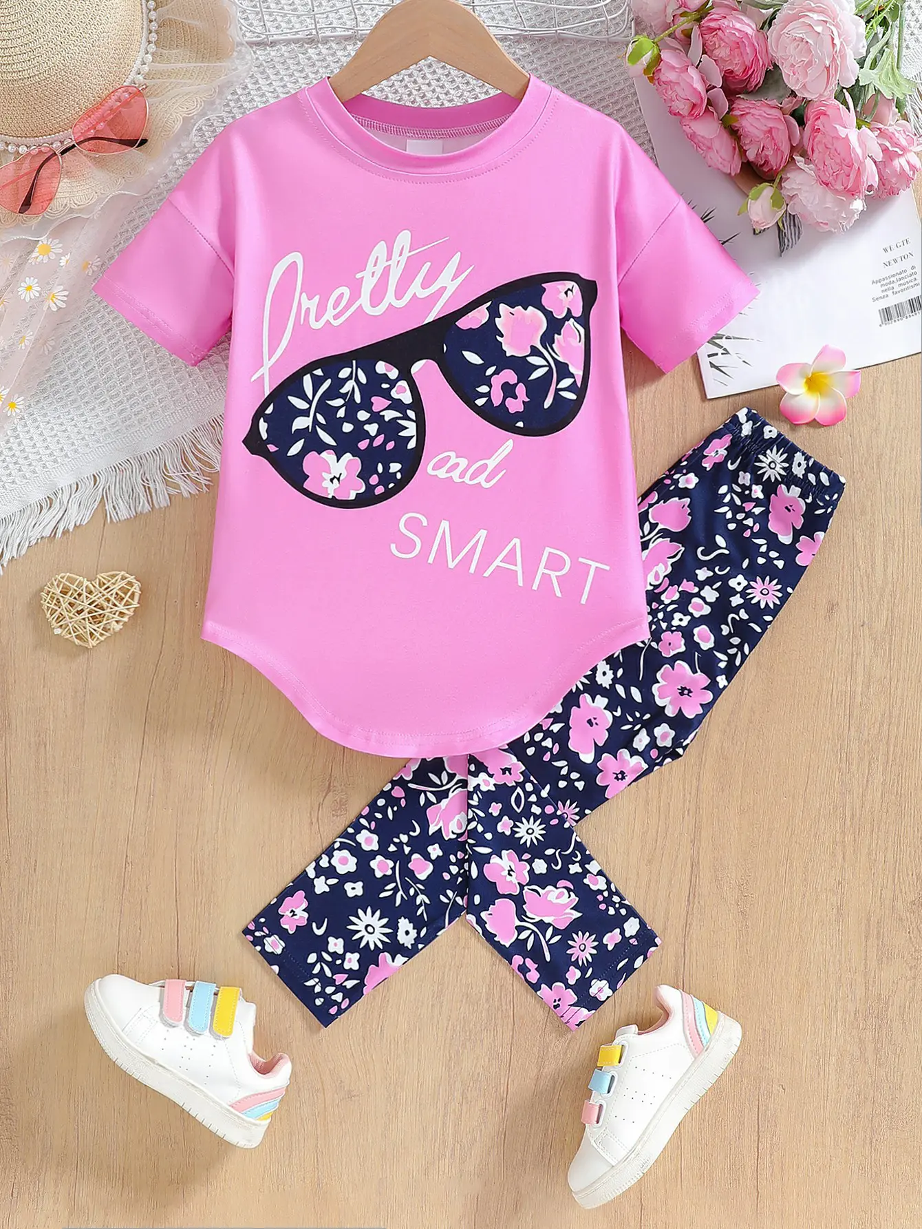 4-7 Years Girls Clothing Set Summer Cotton Short Sleeve Tops Pants 2Pcs Suit For Kids Birthday Present Toddler Children Clothes