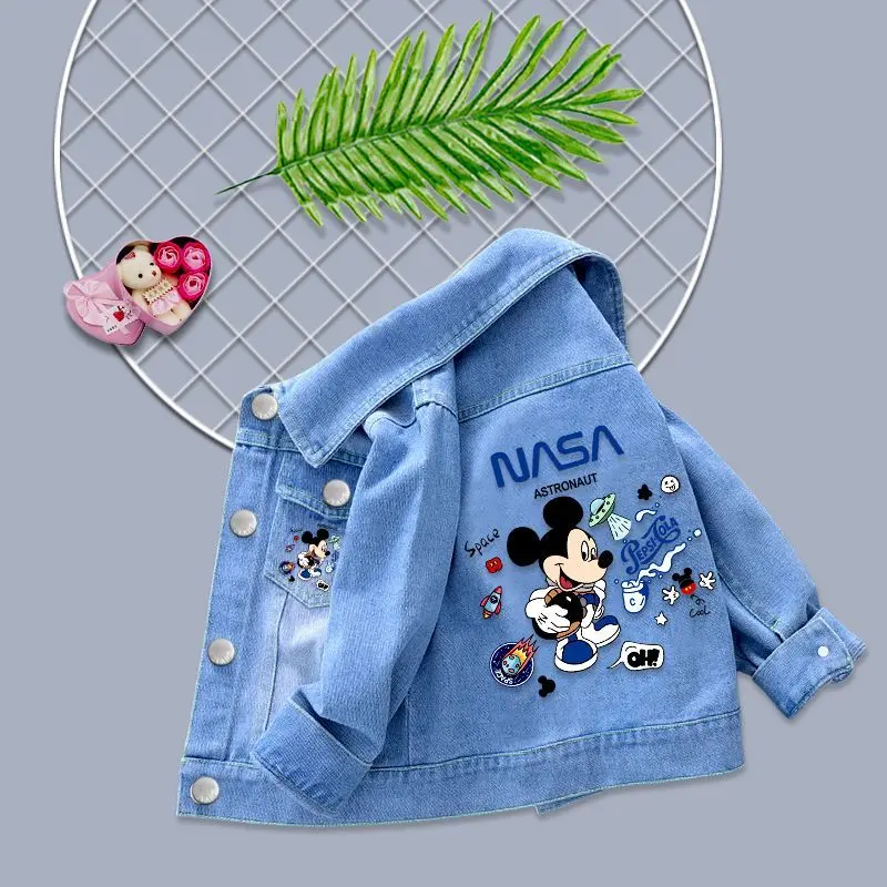 2025 Spring Baby Boys Girls Denim Mickey Minnie Mouse Jacket Coat Autumn Children Outerwear Kids Cotton Clothes for 2-7 Years